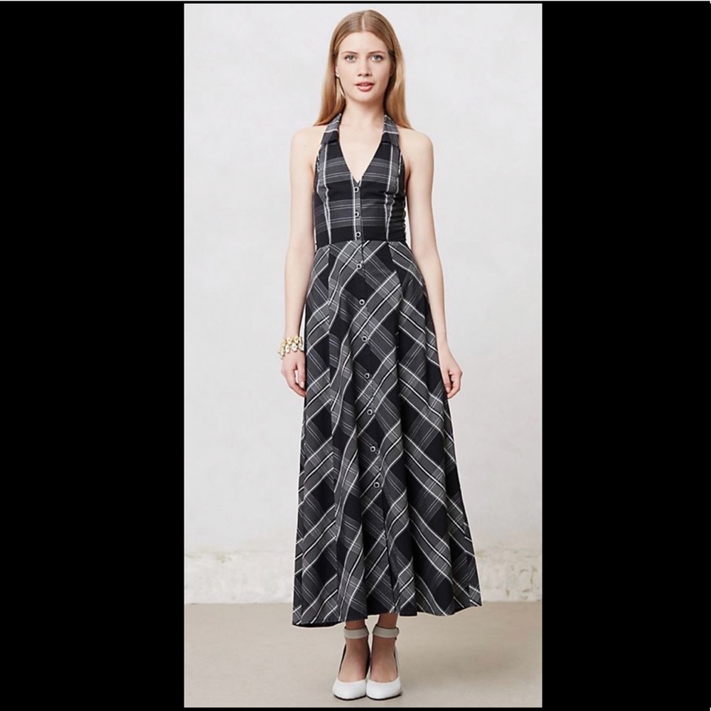 Anthropologie Maeve Adair plaid halter dress SZ 0